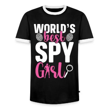  Private Investigator Uniform for Women Private - Men's Ringer Shirt - black/white - Front - AI Model Female 172 light (172cm) & AI Model Male 178 light (178cm)