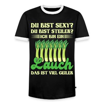 Gewichtheber DU BIST SEXY DU BIST STEILER Lustiges - Männer Kontrast-T-Shirt - Schwarz/Weiß - Vorne - AI Model Female 172 light (172cm) & AI Model Male 178 light (178cm)
