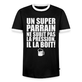 A great godfather no pressure he drinks it - Men's Ringer Shirt - black/white - Front - AI Model Female 172 light (172cm) & AI Model Male 178 light (178cm)