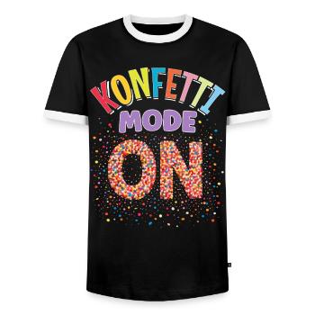 Carnival Costume Confetti Fashion On Funny Costume - Men's Ringer Shirt - black/white - Front - AI Model Female 172 light (172cm) & AI Model Male 178 light (178cm)