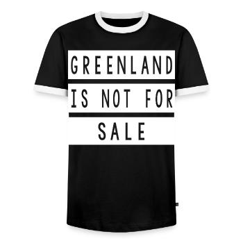 Greenland Is Not For Sale - Men's Ringer Shirt - black/white - Front - AI Model Female 172 light (172cm) & AI Model Male 178 light (178cm)