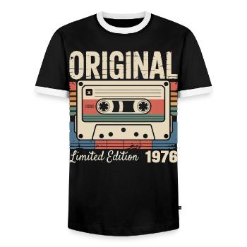 50ème anniversaire - Cadeau Vintage 1976 - T-shirt contrasté Homme - noir/blanc - Devant - AI Model Female 172 light (172cm) & AI Model Male 178 light (178cm)