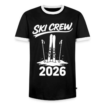 SKI CREW Winter holiday and après-ski outfit - Men's Ringer Shirt - black/white - Front - AI Model Female 172 light (172cm) & AI Model Male 178 light (178cm)