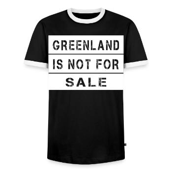 Greenland Is Not For Sale - Men's Ringer Shirt - black/white - Front - AI Model Female 172 light (172cm) & AI Model Male 178 light (178cm)