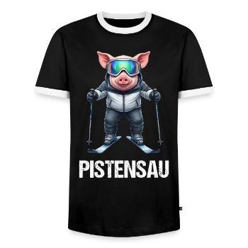 Pistensau - Men's Ringer Shirt - black/white - Front - AI Model Female 172 light (172cm) & AI Model Male 178 light (178cm)