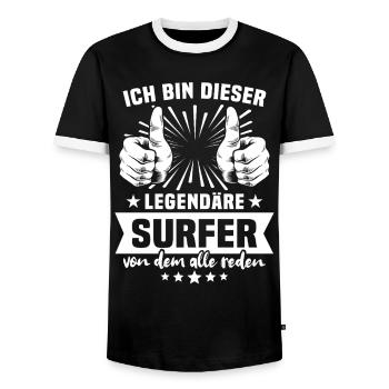 Surfer Legend - Men's Ringer Shirt - black/white - Front - AI Model Female 172 light (172cm) & AI Model Male 178 light (178cm)