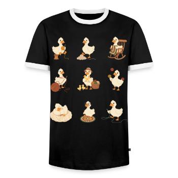 Canards au crochet drôles, amateurs de laine au crochet, amoureux de la laine, - T-shirt contrasté Homme - noir/blanc - Devant - AI Model Female 172 light (172cm) & AI Model Male 178 light (178cm)