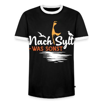 vacances en mer du Nord APRÈS SYLT WATT SINON DRÔLE - T-shirt contrasté Homme - noir/blanc - Devant - AI Model Female 172 light (172cm) & AI Model Male 178 light (178cm)