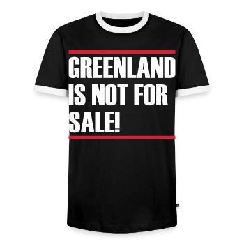 Greenland Is Not For Sale - Men's Ringer Shirt - black/white - Front - AI Model Female 172 light (172cm) & AI Model Male 178 light (178cm)