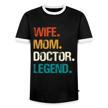 Wife Mom Doctor Legend - Men's Ringer Shirt - black/white - Front - AI Model Female 172 light (172cm) & AI Model Male 178 light (178cm)