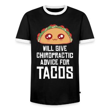 Taco Humor Chiropractic Design - Men's Ringer Shirt - black/white - Front - AI Model Female 172 light (172cm) & AI Model Male 178 light (178cm)