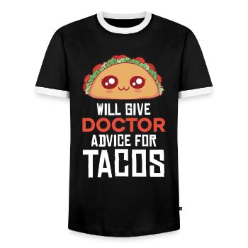 Taco Arzt: Ratschläge mit Würze - Männer Kontrast-T-Shirt - Schwarz/Weiß - Vorne - AI Model Female 172 light (172cm) & AI Model Male 178 light (178cm)