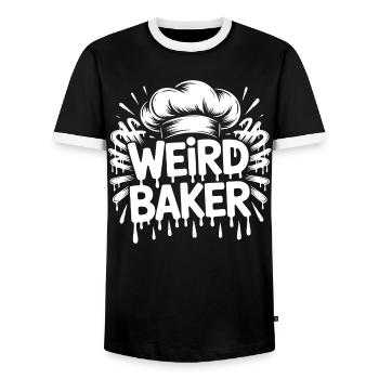 Weird Baker - Men's Ringer Shirt - black/white - Front - AI Model Female 172 light (172cm) & AI Model Male 178 light (178cm)