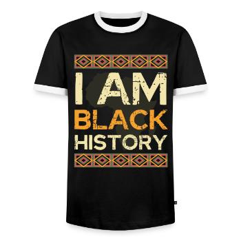 I Am Black History - Männer Kontrast-T-Shirt - Schwarz/Weiß - Vorne - AI Model Female 172 light (172cm) & AI Model Male 178 light (178cm)