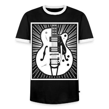 Retro-Gitarren-Silhouette - Männer Kontrast-T-Shirt - Schwarz/Weiß - Vorne - AI Model Female 172 light (172cm) & AI Model Male 178 light (178cm)