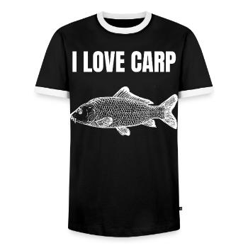 J’adore la silhouette de la carpe - T-shirt contrasté Homme - noir/blanc - Devant - AI Model Female 172 light (172cm) & AI Model Male 178 light (178cm)