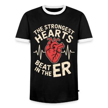 Infirmière aux urgences Le cœur le plus fort batt Travailleur médical - T-shirt contrasté Homme - noir/blanc - Devant - AI Model Female 172 light (172cm) & AI Model Male 178 light (178cm)