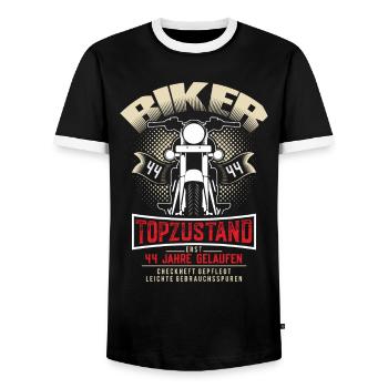 44th Birthday Motorcyclist Motorcycle - Men's Ringer Shirt - black/white - Front - AI Model Female 172 light (172cm) & AI Model Male 178 light (178cm)