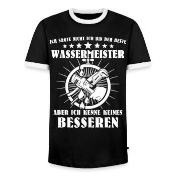 Water Master Sayings - Men's Ringer Shirt - black/white - Front - AI Model Female 172 light (172cm) & AI Model Male 178 light (178cm)