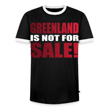 Greenland Is Not For Sale - Men's Ringer Shirt - black/white - Front - AI Model Female 172 light (172cm) & AI Model Male 178 light (178cm)