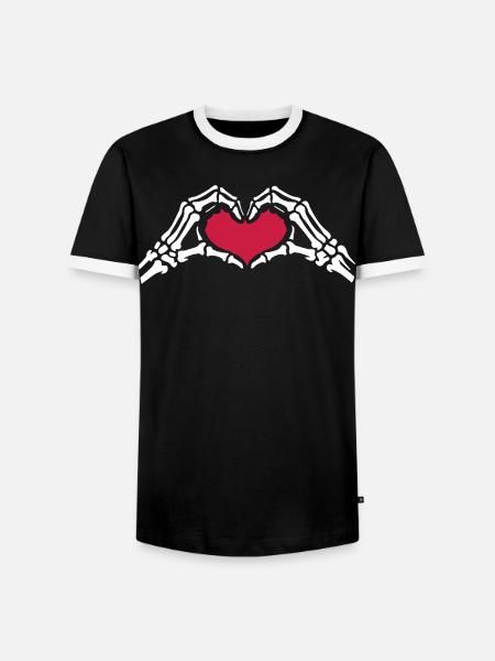 Skeleton Hands Heart Love Valentine's Day - Men's Ringer Shirt - black/white