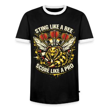 Sting like a bee | Ally Pally Darts Pro - Men's Ringer Shirt - black/white - Front - AI Model Female 172 light (172cm) & AI Model Male 178 light (178cm)