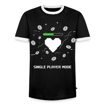Single Player Mode Gamer Heart - Men's Ringer Shirt - black/white - Front - AI Model Female 172 light (172cm) & AI Model Male 178 light (178cm)