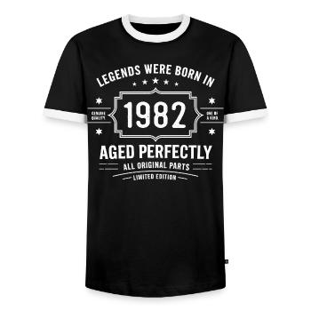 Original 1982 Vintage | Geburtstagsgeschenk 1982 - Männer Kontrast-T-Shirt - Schwarz/Weiß - Vorne - AI Model Female 172 light (172cm) & AI Model Male 178 light (178cm)
