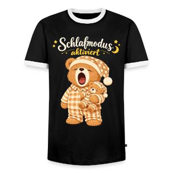 Schlafshirt Schlafen Pyjama Teddybär Schlafmodus - Männer Kontrast-T-Shirt - Schwarz/Weiß - Vorne - AI Model Female 172 light (172cm) & AI Model Male 178 light (178cm)