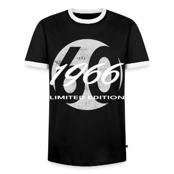 60th Birthday 1966 Gift for Men and Women - Men's Ringer Shirt - black/white - Front - AI Model Female 172 light (172cm) & AI Model Male 178 light (178cm)
