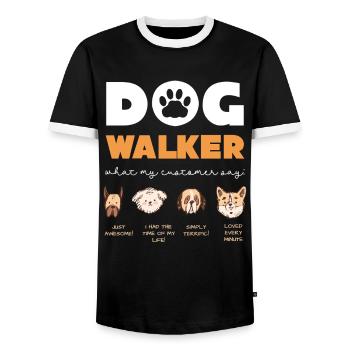 Dog Walker Quotes Collection - Men's Ringer Shirt - black/white - Front - AI Model Female 172 light (172cm) & AI Model Male 178 light (178cm)