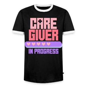 Pflegerin Pfleger Altenpflege Ausbildung - Männer Kontrast-T-Shirt - Schwarz/Weiß - Vorne - AI Model Female 172 light (172cm) & AI Model Male 178 light (178cm)