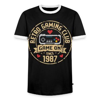 Vintage 1987 Birthday 1987 Gift 1987 - Men's Ringer Shirt - black/white - Front - AI Model Female 172 light (172cm) & AI Model Male 178 light (178cm)