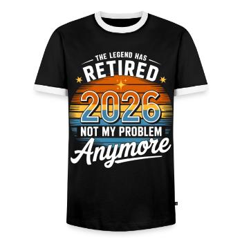 Retired 2026 Funny Retirement Graphic Women Men - T-shirt contrasté Homme - noir/blanc - Devant - AI Model Female 172 light (172cm) & AI Model Male 178 light (178cm)