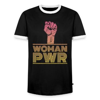 Frauenrechte Woman Power - Männer Kontrast-T-Shirt - Schwarz/Weiß - Vorne - AI Model Female 172 light (172cm) & AI Model Male 178 light (178cm)