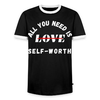 Tout ce dont vous avez besoin, c’est de votre estime de soi – santé mentale - T-shirt contrasté Homme - noir/blanc - Devant - AI Model Female 172 light (172cm) & AI Model Male 178 light (178cm)