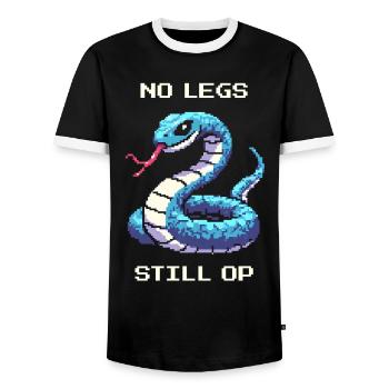 Pas de jambes, mais quand même une opération | Humour de serpent - T-shirt contrasté Homme - noir/blanc - Devant - AI Model Female 172 light (172cm) & AI Model Male 178 light (178cm)