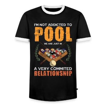 Pool Passion: Firmly Connected - Men's Ringer Shirt - black/white - Front - AI Model Female 172 light (172cm) & AI Model Male 178 light (178cm)