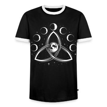 Triquetra & Mondphasen - Spirituelles Symbol - Männer Kontrast-T-Shirt - Schwarz/Weiß - Vorne - AI Model Female 172 light (172cm) & AI Model Male 178 light (178cm)