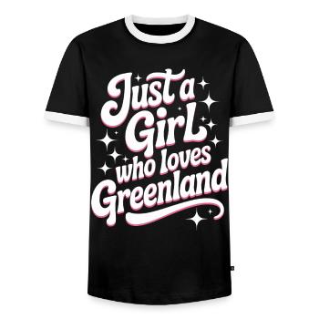 Just a Girl who Loves Greenland Grönland Fan - Männer Kontrast-T-Shirt - Schwarz/Weiß - Vorne - AI Model Female 172 light (172cm) & AI Model Male 178 light (178cm)