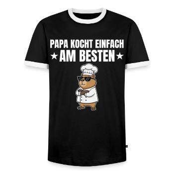 Dad Cooks Best - Capybara Chef - Men's Ringer Shirt - black/white - Front - AI Model Female 172 light (172cm) & AI Model Male 178 light (178cm)