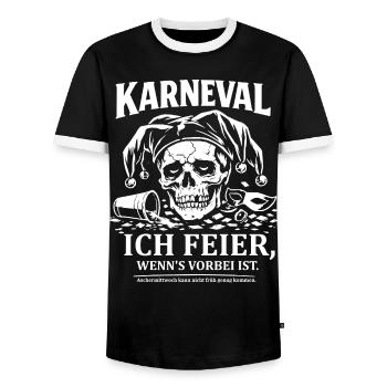 Anti Carnival - Men's Ringer Shirt - black/white - Front - AI Model Female 172 light (172cm) & AI Model Male 178 light (178cm)
