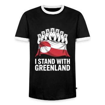 Je soutiens le Groenland. Faites disparaître l’Amérique. - T-shirt contrasté Homme - noir/blanc - Devant - AI Model Female 172 light (172cm) & AI Model Male 178 light (178cm)