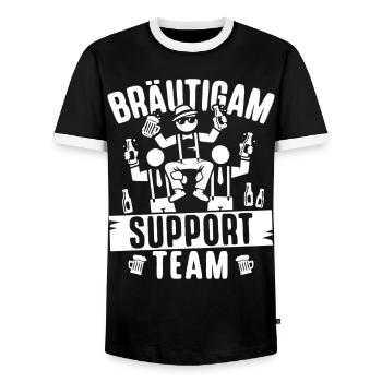 Bachelor Party T-Shirt Men Bachelor Party Rumbling - Men's Ringer Shirt - black/white - Front - AI Model Female 172 light (172cm) & AI Model Male 178 light (178cm)