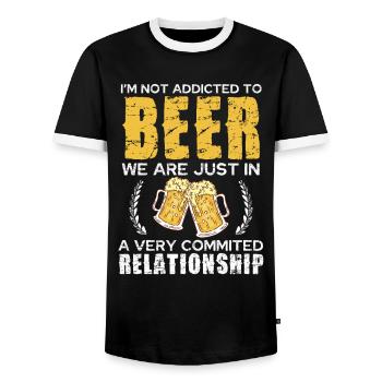 Relation amoureuse de bière Chemise blague - T-shirt contrasté Homme - noir/blanc - Devant - AI Model Female 172 light (172cm) & AI Model Male 178 light (178cm)