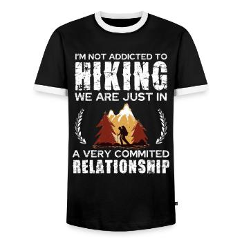 Hiking Commitment Tee Design - Männer Kontrast-T-Shirt - Schwarz/Weiß - Vorne - AI Model Female 172 light (172cm) & AI Model Male 178 light (178cm)