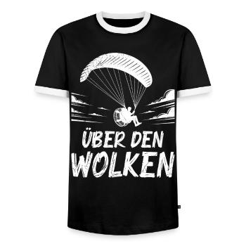 Paraglider ABOVE THE CLOUDS Fun - Men's Ringer Shirt - black/white - Front - AI Model Female 172 light (172cm) & AI Model Male 178 light (178cm)