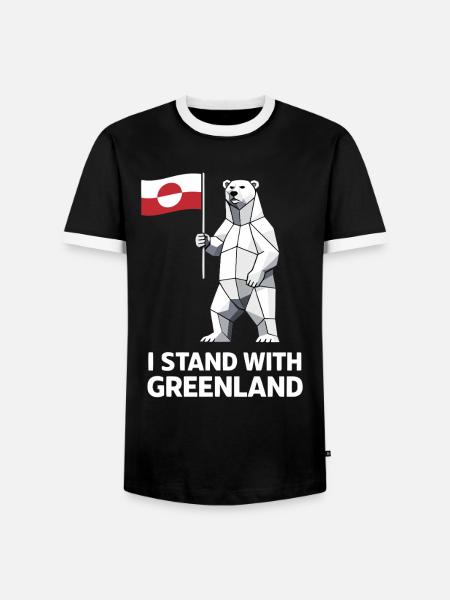 Grönland Eisbär Low Poly Flagge - Männer Kontrast-T-Shirt - Schwarz/Weiß