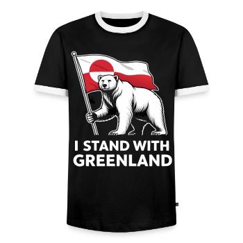 Drapeau de l’ours polaire du Groenland - T-shirt contrasté Homme - noir/blanc - Devant - AI Model Female 172 light (172cm) & AI Model Male 178 light (178cm)