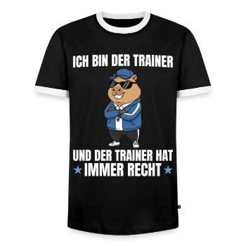 Football coach Capybara is always right - Men's Ringer Shirt - black/white - Front - AI Model Female 172 light (172cm) & AI Model Male 178 light (178cm)
